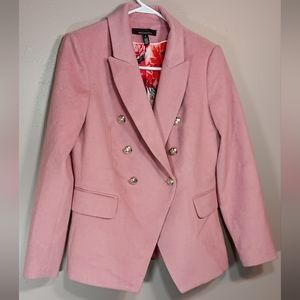 WHBM White House Black Market SZ 6 Pink Wool Blend Double Breasted Blazer